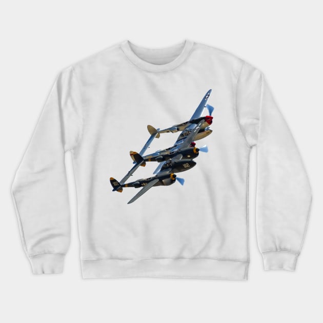 P-38s Formation Overlapped no background Crewneck Sweatshirt by acefox1